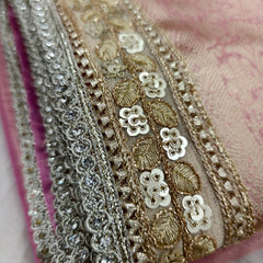 Hot Pink Designer Tissue Silk Saree with Hand Zardozi Work