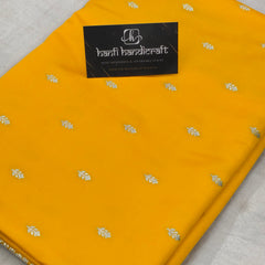 Yellow Gold Aesthetic Banarasi Mashru Silk Soft Saree | Chunri Buti Saree