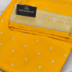 Yellow Gold Aesthetic Banarasi Mashru Silk Soft Saree | Chunri Buti Saree