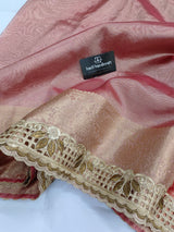 Shanaya Kapoor Inspired Strawberry Pink Soft Tissue Silk Saree | Unstitched Blouse Piece