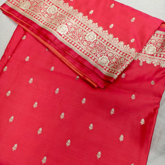Strawberry Pink Aesthetic Banarasi Mashru silk soft saree| Chunri Buti Saree