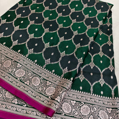 Bottle Green  Rangkaat Banarasi Mashru Silk Saree | Wedding Special