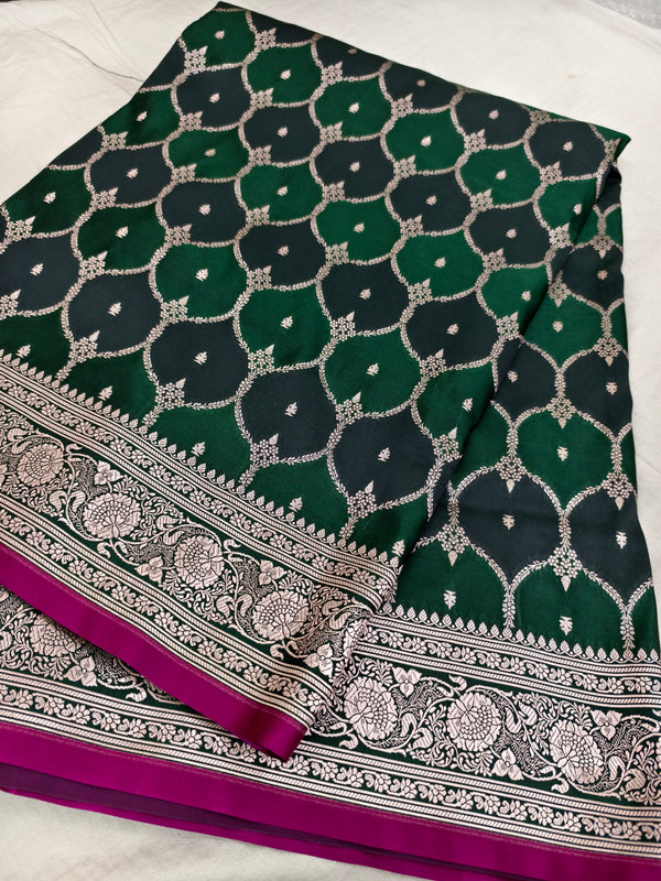 Bottle Green  Rangkaat Banarasi Mashru Silk Saree | Wedding Special