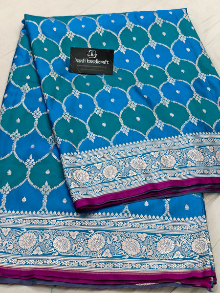 C Green - Firozi Rangkaat Banarasi Mashru Silk Saree | Wedding Special