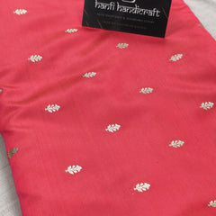Strawberry Pink Aesthetic Banarasi Mashru silk soft saree| Chunri Buti Saree