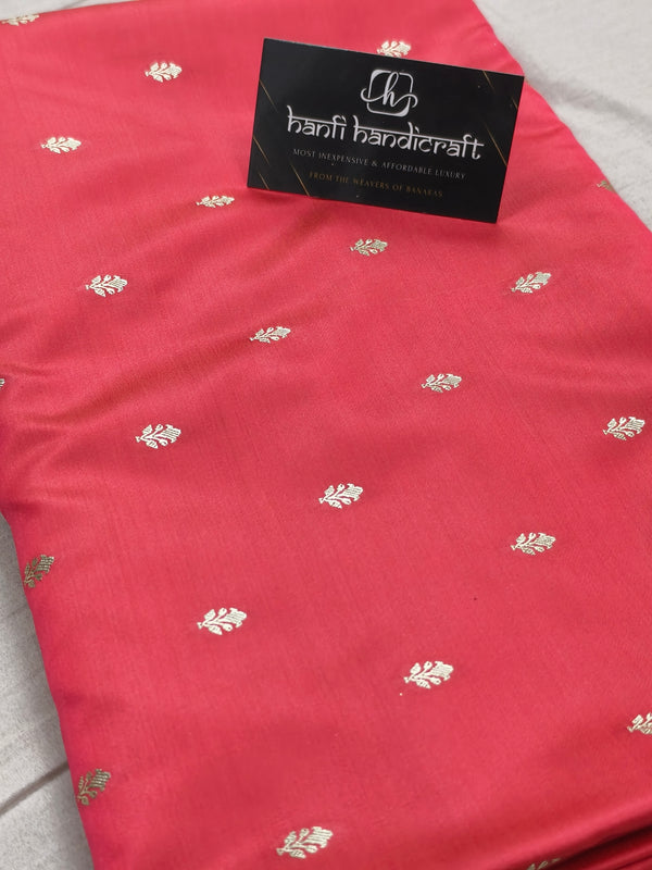 Strawberry Pink Aesthetic Banarasi Mashru silk soft saree| Chunri Buti Saree