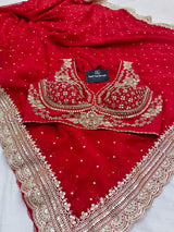 Shweta Tiwari Inspired Designer Georgette Saree With Embroidered Blouse Free Size