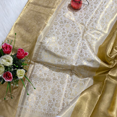 Keerthy Suresh Inspired Banarasi Soft Tissue Brocade Pattern Zari Silk Saree with Blouse Piece