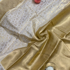 Keerthy Suresh Inspired Banarasi Soft Tissue Brocade Pattern Zari Silk Saree with Blouse Piece