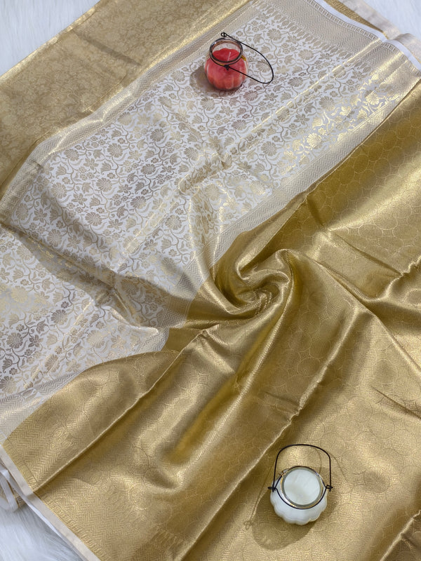 Keerthy Suresh Inspired Banarasi Soft Tissue Brocade Pattern Zari Silk Saree with Blouse Piece