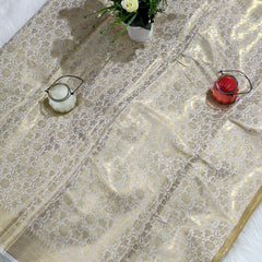 Keerthy Suresh Inspired Banarasi Soft Tissue Brocade Pattern Zari Silk Saree with Blouse Piece