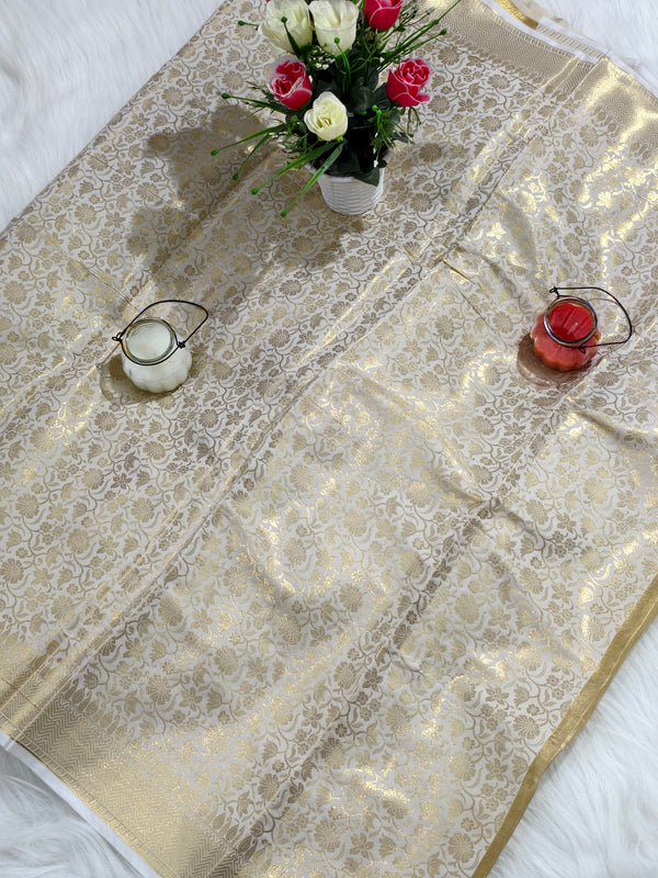 Keerthy Suresh Inspired Banarasi Soft Tissue Brocade Pattern Zari Silk Saree with Blouse Piece