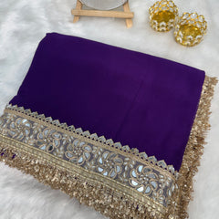 Violet Purple Zarmina Designer Mirror Work Georgette Saree