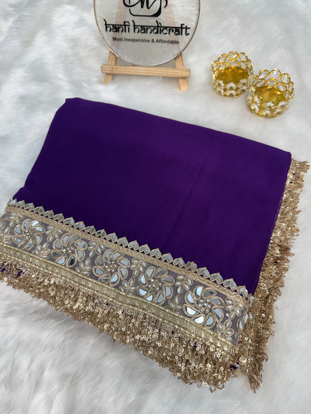 Violet Purple Zarmina Designer Mirror Work Georgette Saree