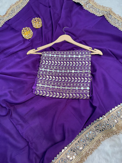 Violet Purple Zarmina Celebrity-Inspired Designer Saree