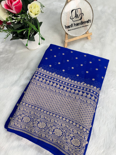 Neelvastra Regal Pure Khaddi Chiffon Banarasi Saree