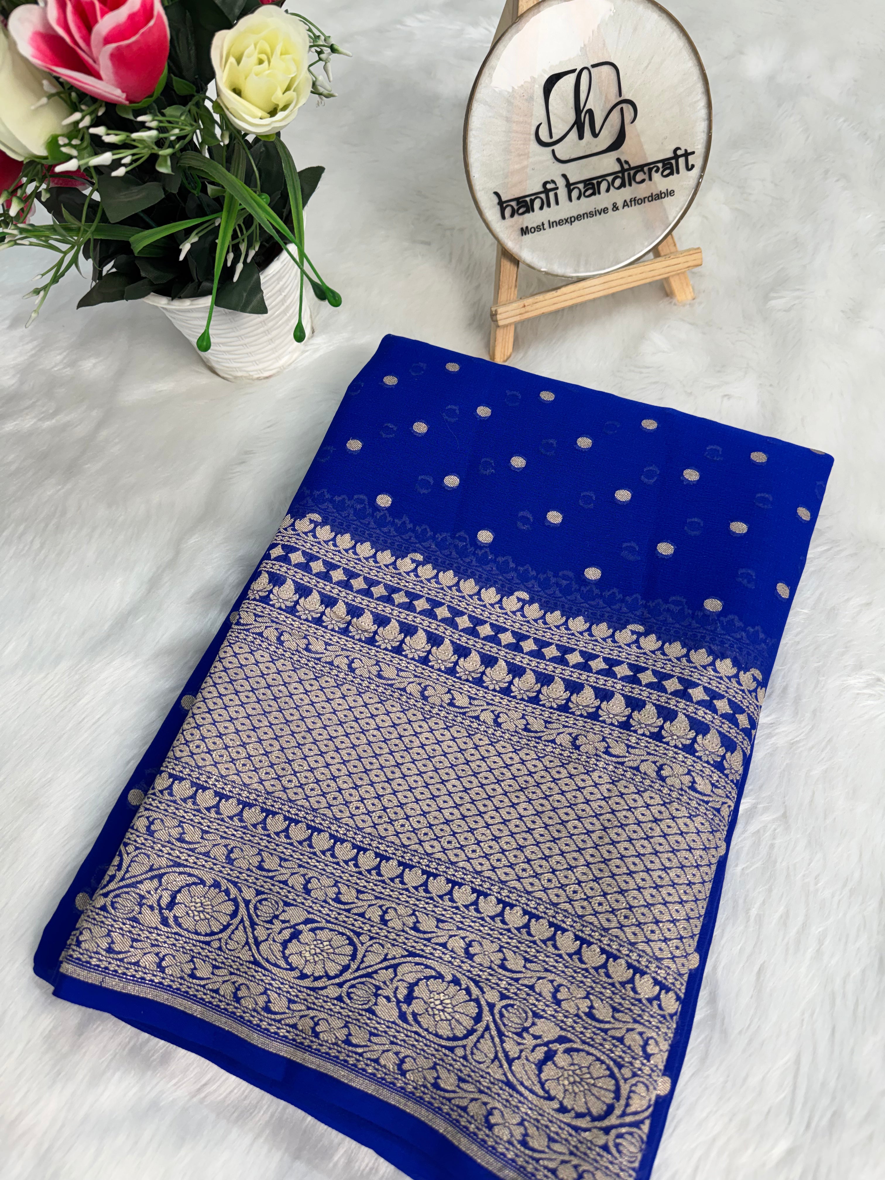 Neelvastra Regal Pure Khaddi Chiffon Banarasi Saree