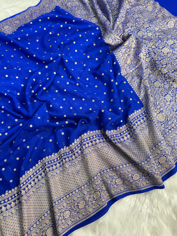 Neelvastra Regal Pure Khaddi Chiffon Banarasi Saree