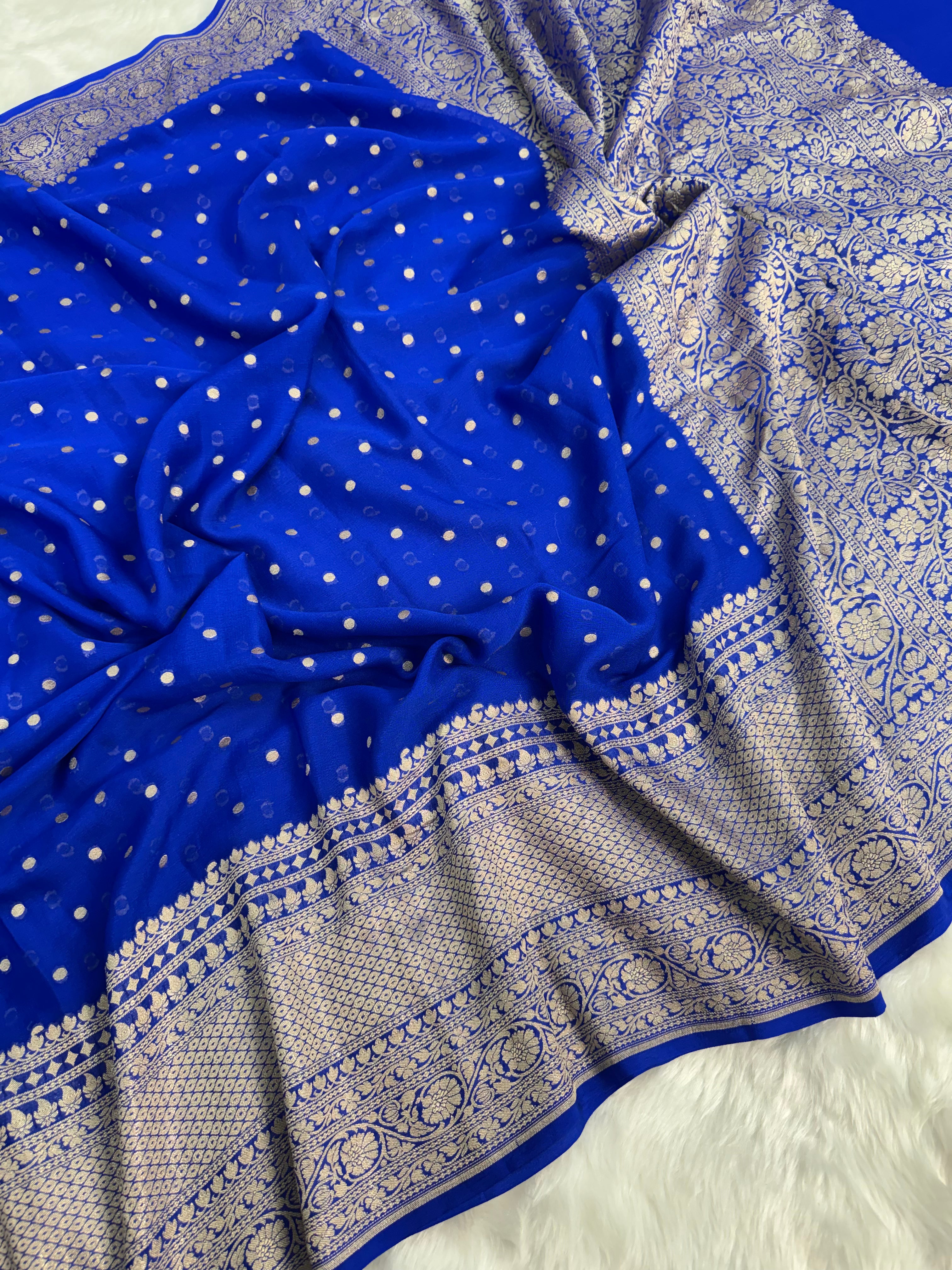 Neelvastra Regal Pure Khaddi Chiffon Banarasi Saree