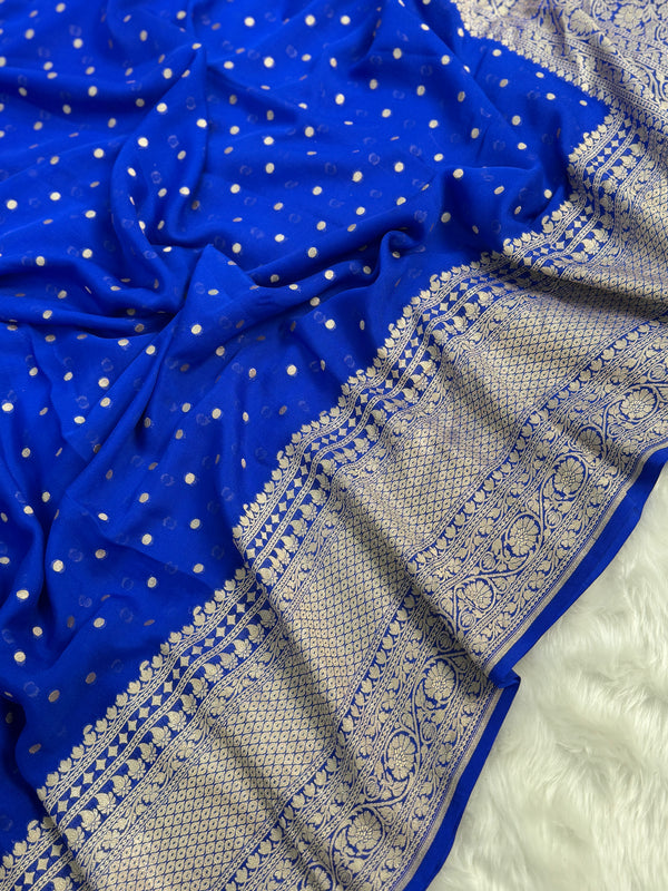 Neelvastra Regal Pure Khaddi Chiffon Banarasi Saree