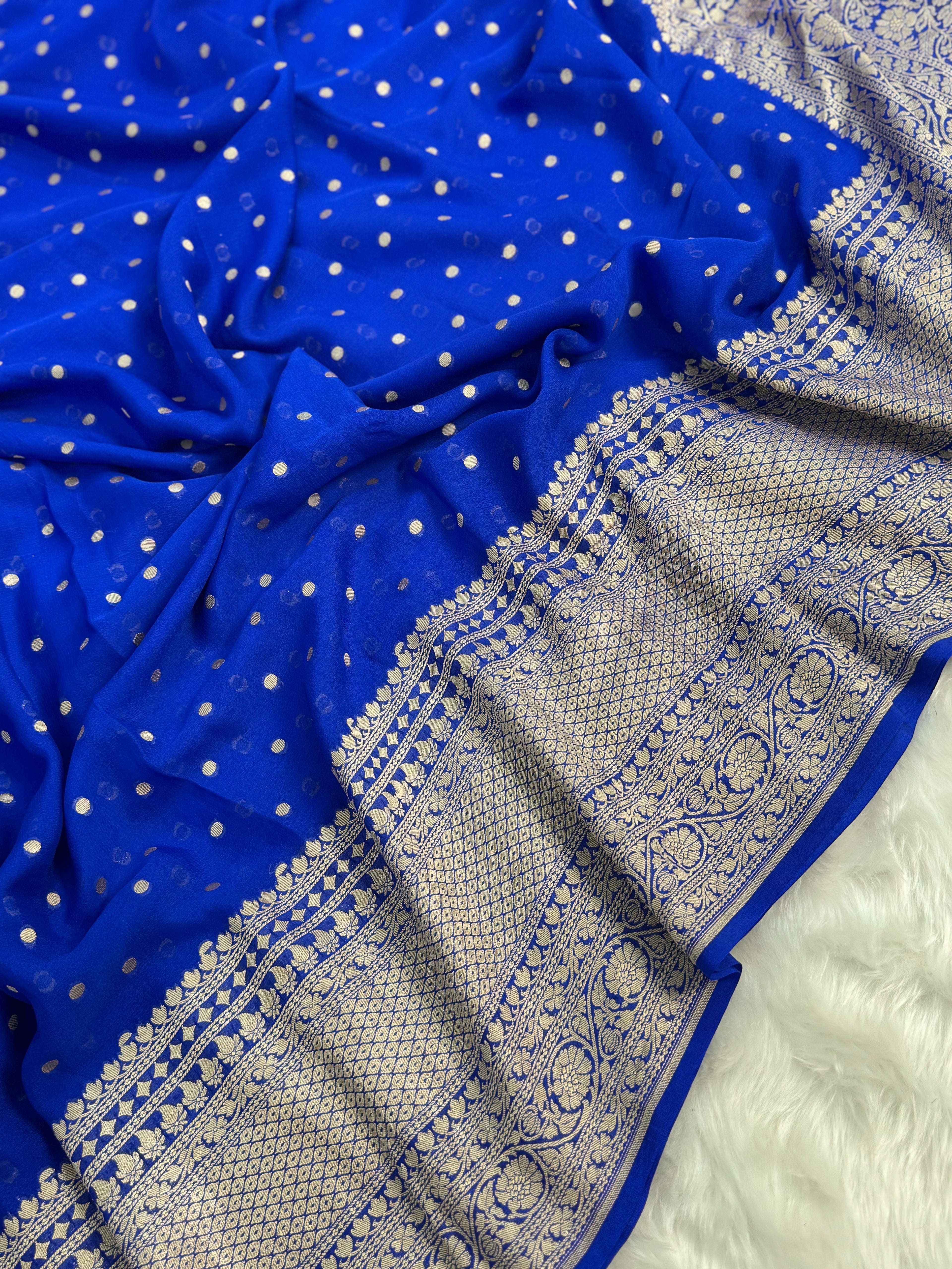 Neelvastra Regal Pure Khaddi Chiffon Banarasi Saree