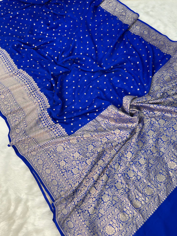 Neelvastra Regal Pure Khaddi Chiffon Banarasi Saree