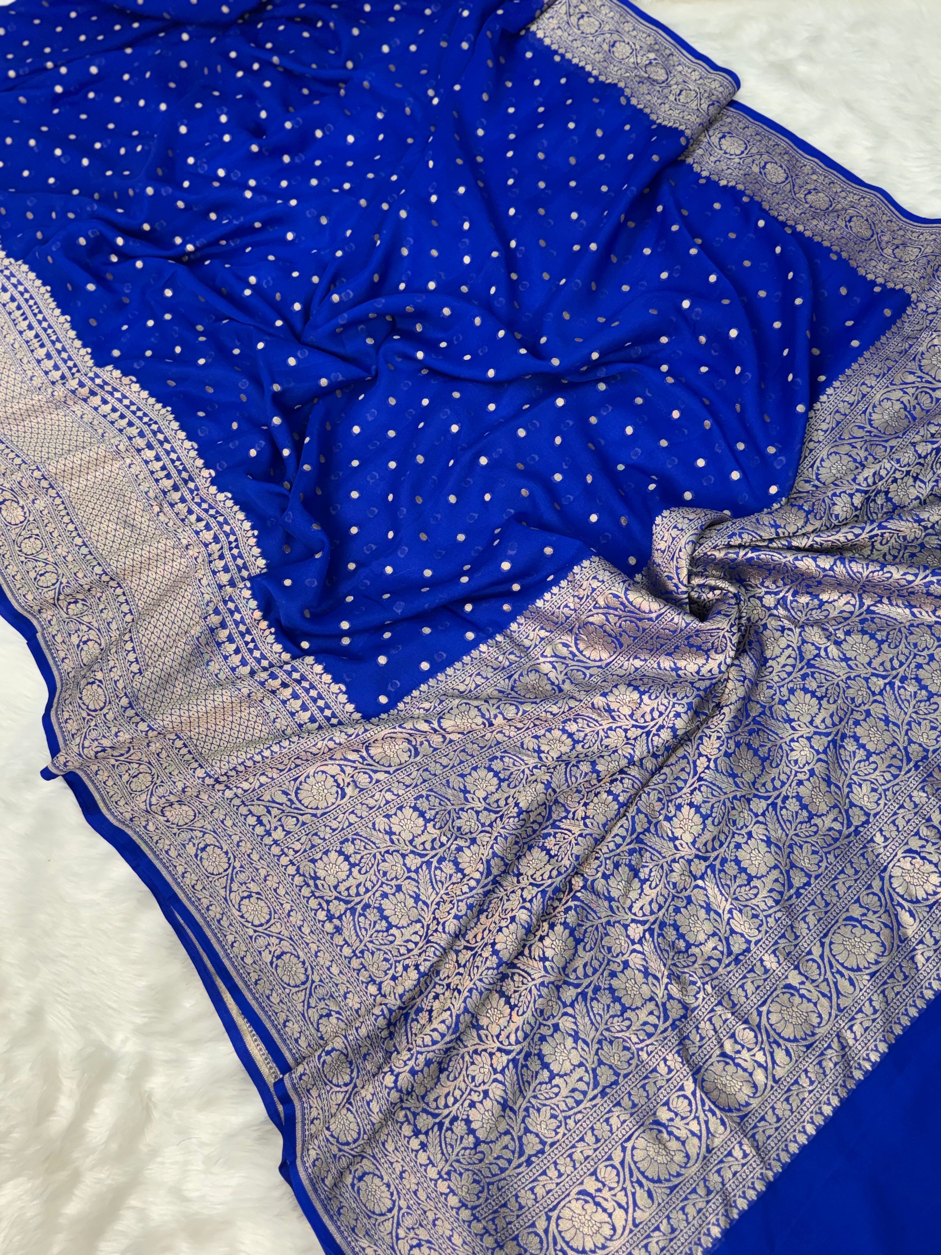 Neelvastra Regal Pure Khaddi Chiffon Banarasi Saree