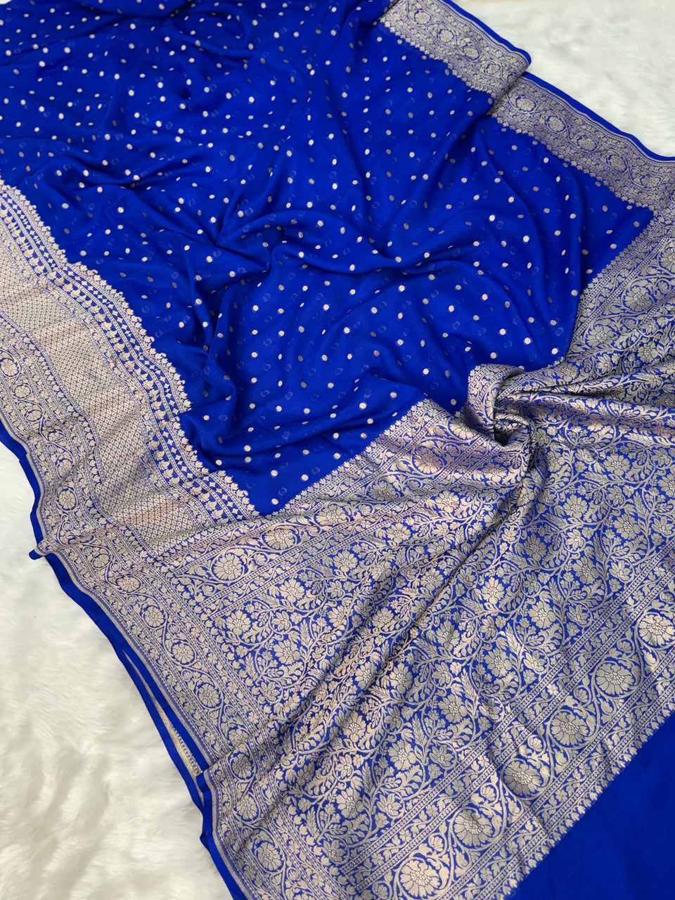 Neelvastra Regal Pure Khaddi Chiffon Banarasi Saree