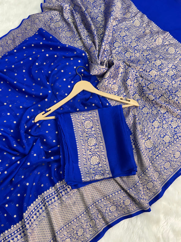 Neelvastra Regal Pure Khaddi Chiffon Banarasi Saree