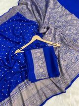 Neelvastra Regal Pure Khaddi Chiffon Banarasi Saree