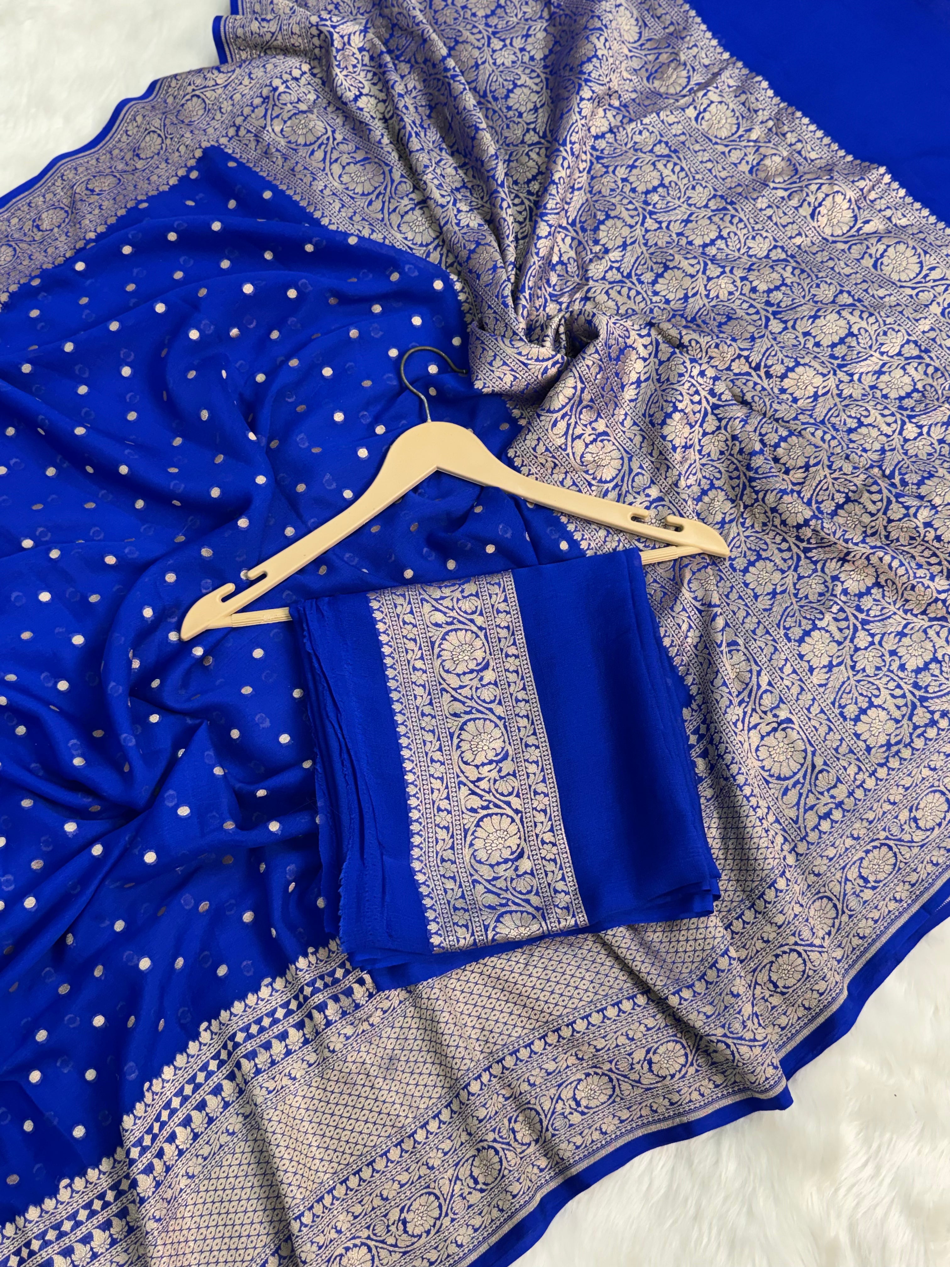 Neelvastra Regal Pure Khaddi Chiffon Banarasi Saree