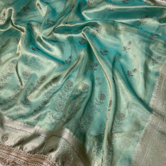 Sea Green Ranibagh Swarovski Work Banarasi Tissue Silk Saree