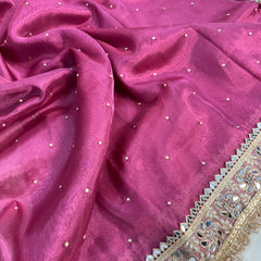 Fuscia Pink Noor-e-Zar Pearl Motif Handwork Saree
