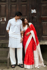 Kumkum Red Humsafar Banarasi Mashru Silk Saree