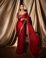 Shilpa Shetty Inspired Designer Mashru Satin Silk Mirror Work Saree with Blouse Free Size