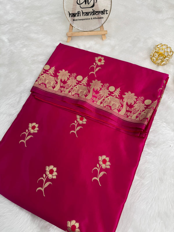 Prakriti Rani Pink Mashru Silk Banarasi Saree