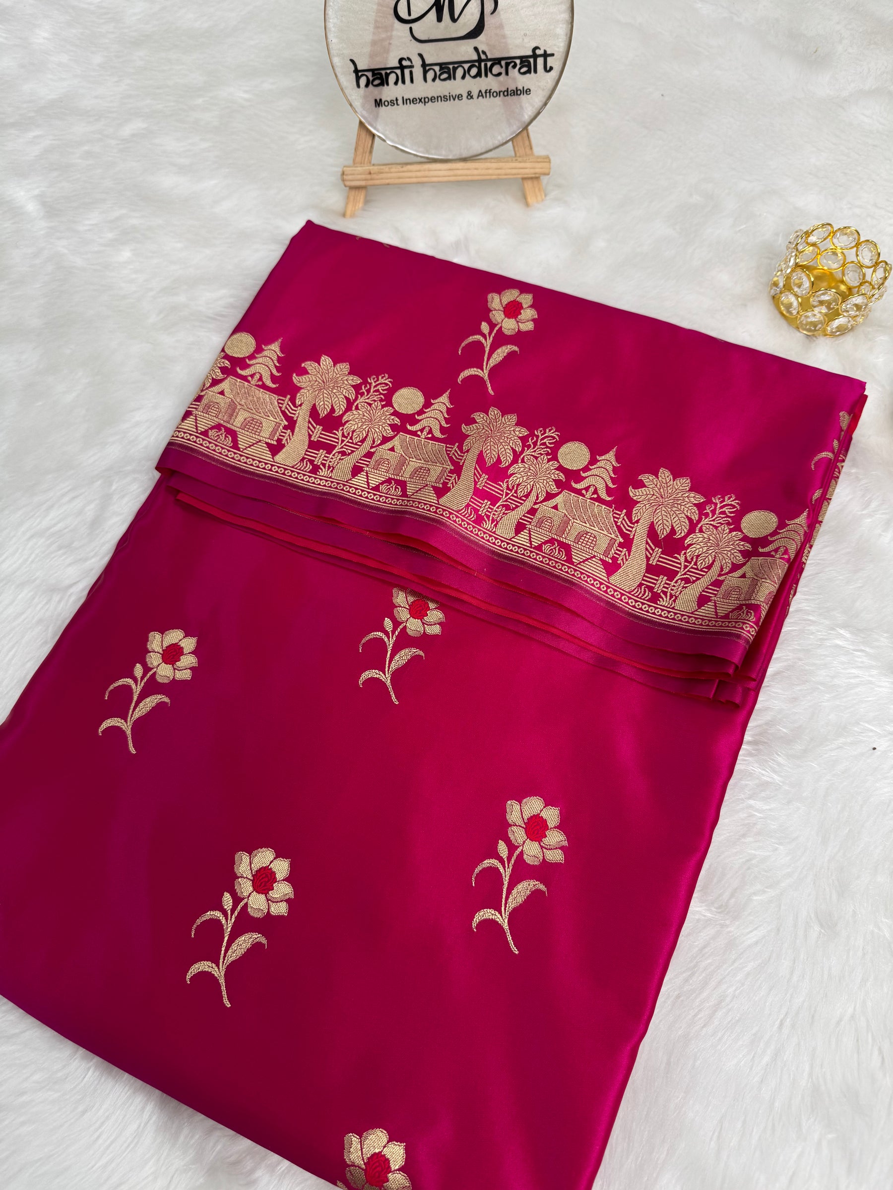 Prakriti Rani Pink Mashru Silk Banarasi Saree