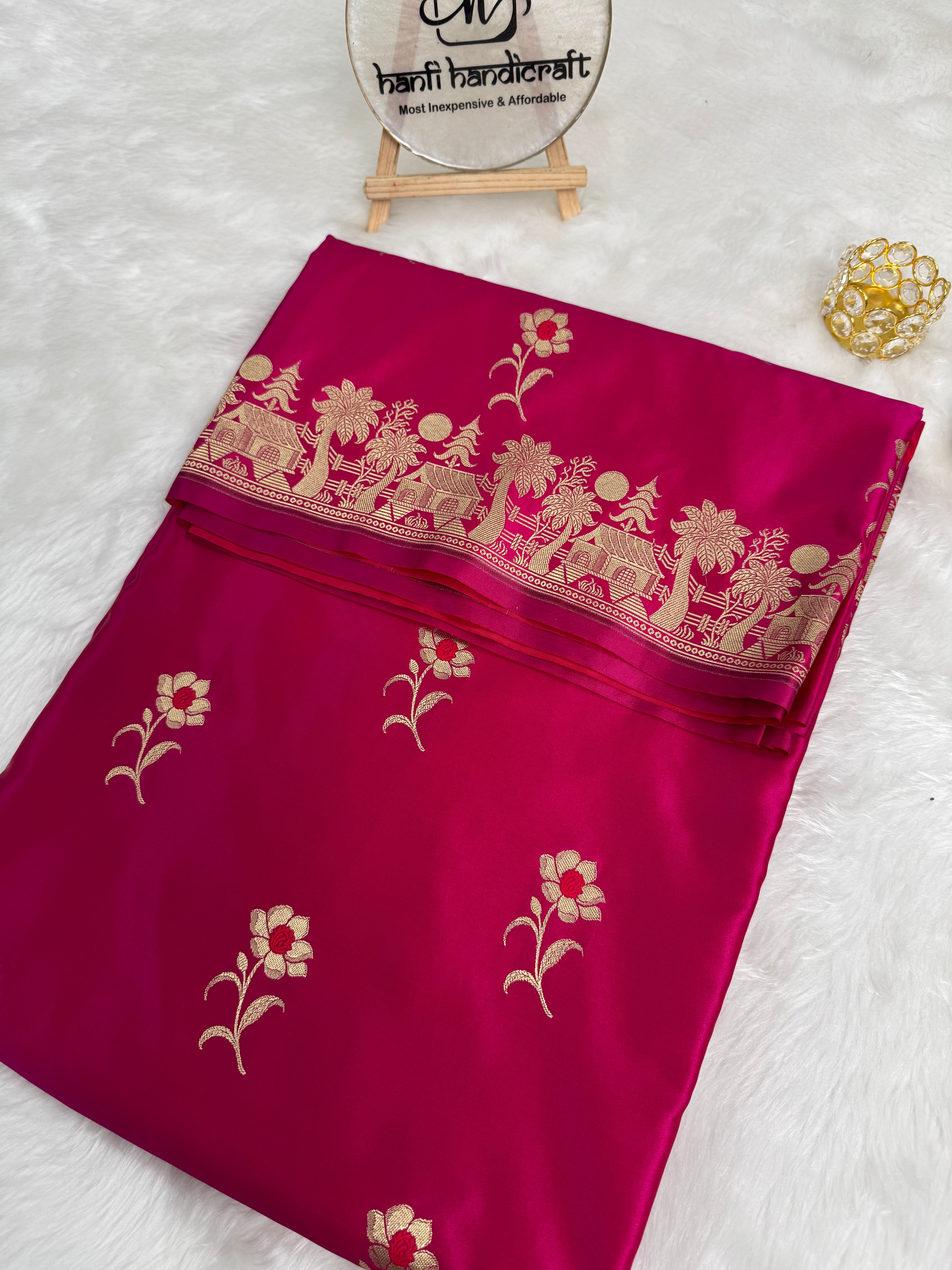 Prakriti Rani Pink Mashru Silk Banarasi Saree