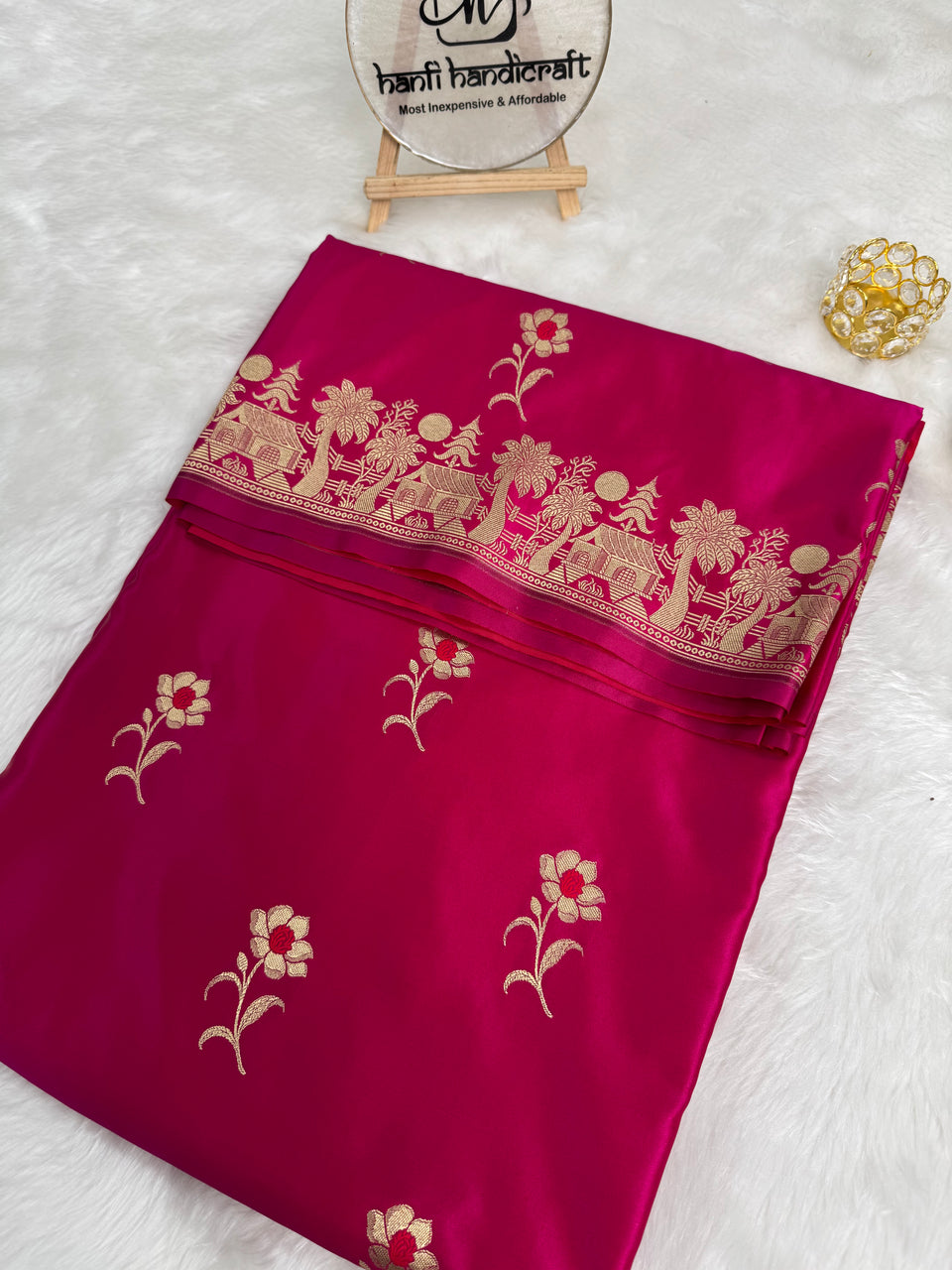 Prakriti Rani Pink Mashru Silk Banarasi Saree