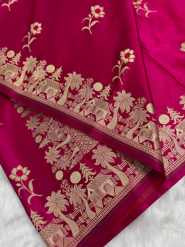 Prakriti Rani Pink Mashru Silk Banarasi Saree