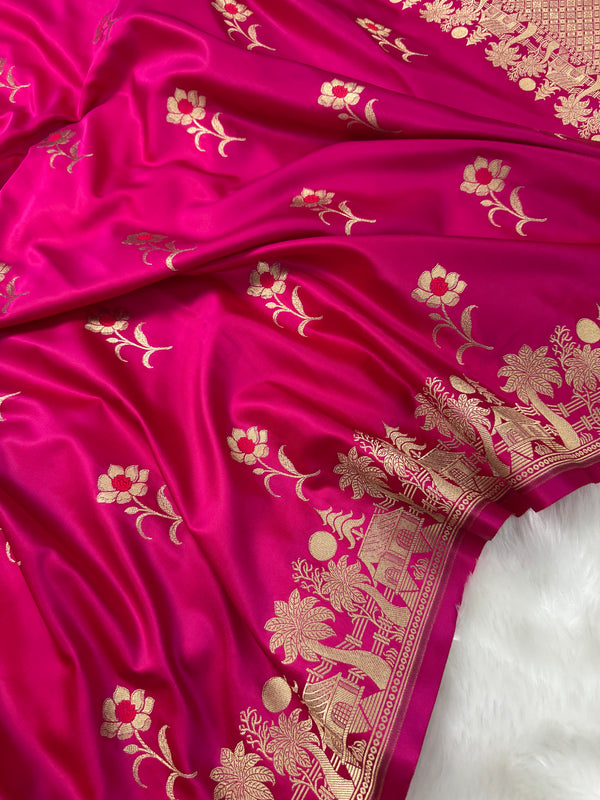 Prakriti Rani Pink Mashru Silk Banarasi Saree