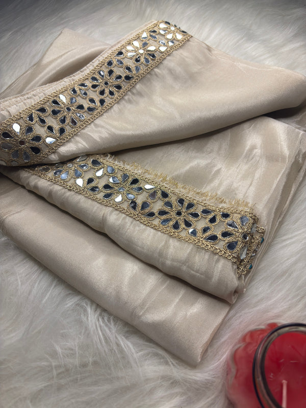 Zarqash Glow Shehzadi Mirror Saree In Ultra Soft Pure Tissue Silk