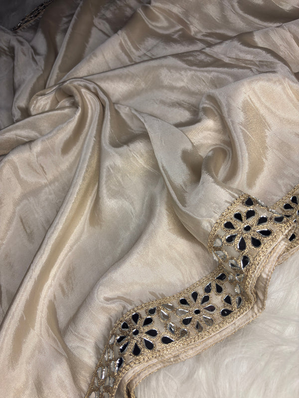 Zarqash Glow Shehzadi Mirror Saree In Ultra Soft Pure Tissue Silk