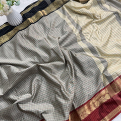 Classic Kattam Silk Saree with Zari Border