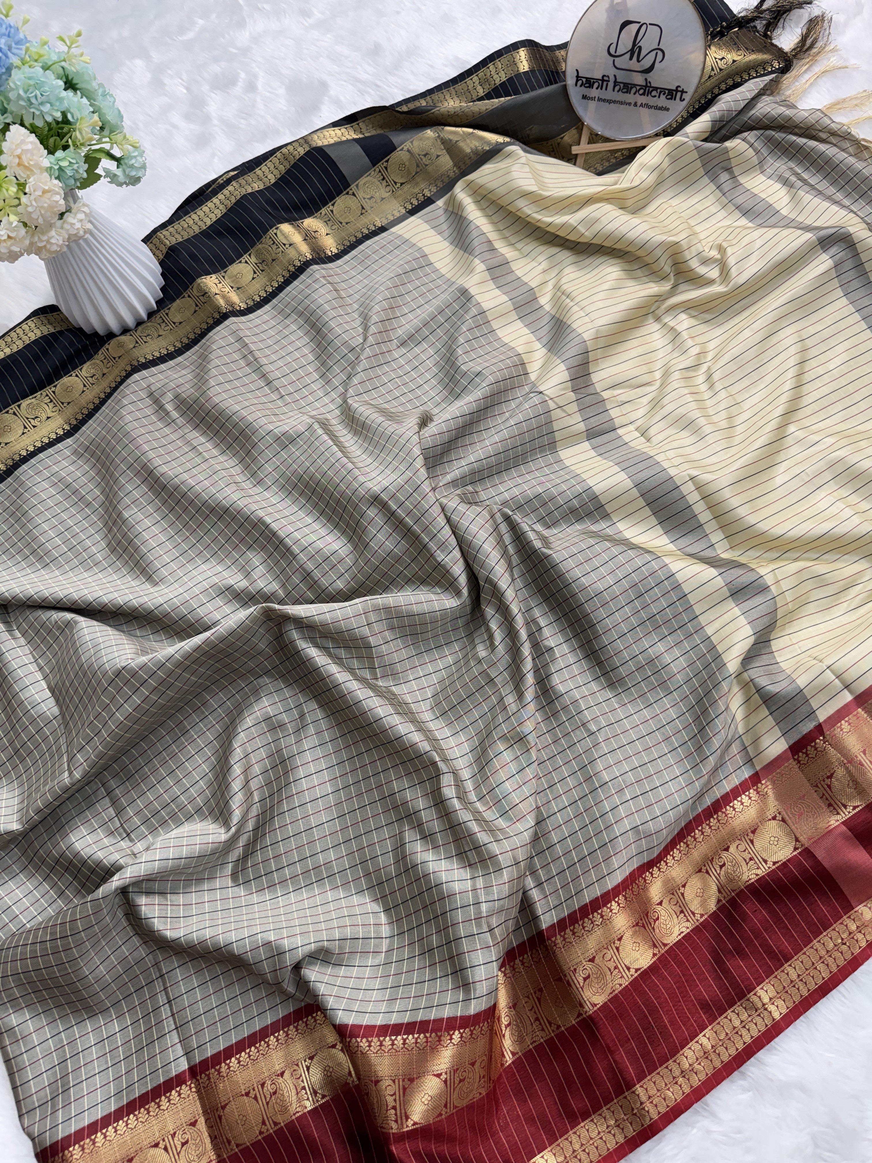 Classic Kattam Silk Saree with Zari Border