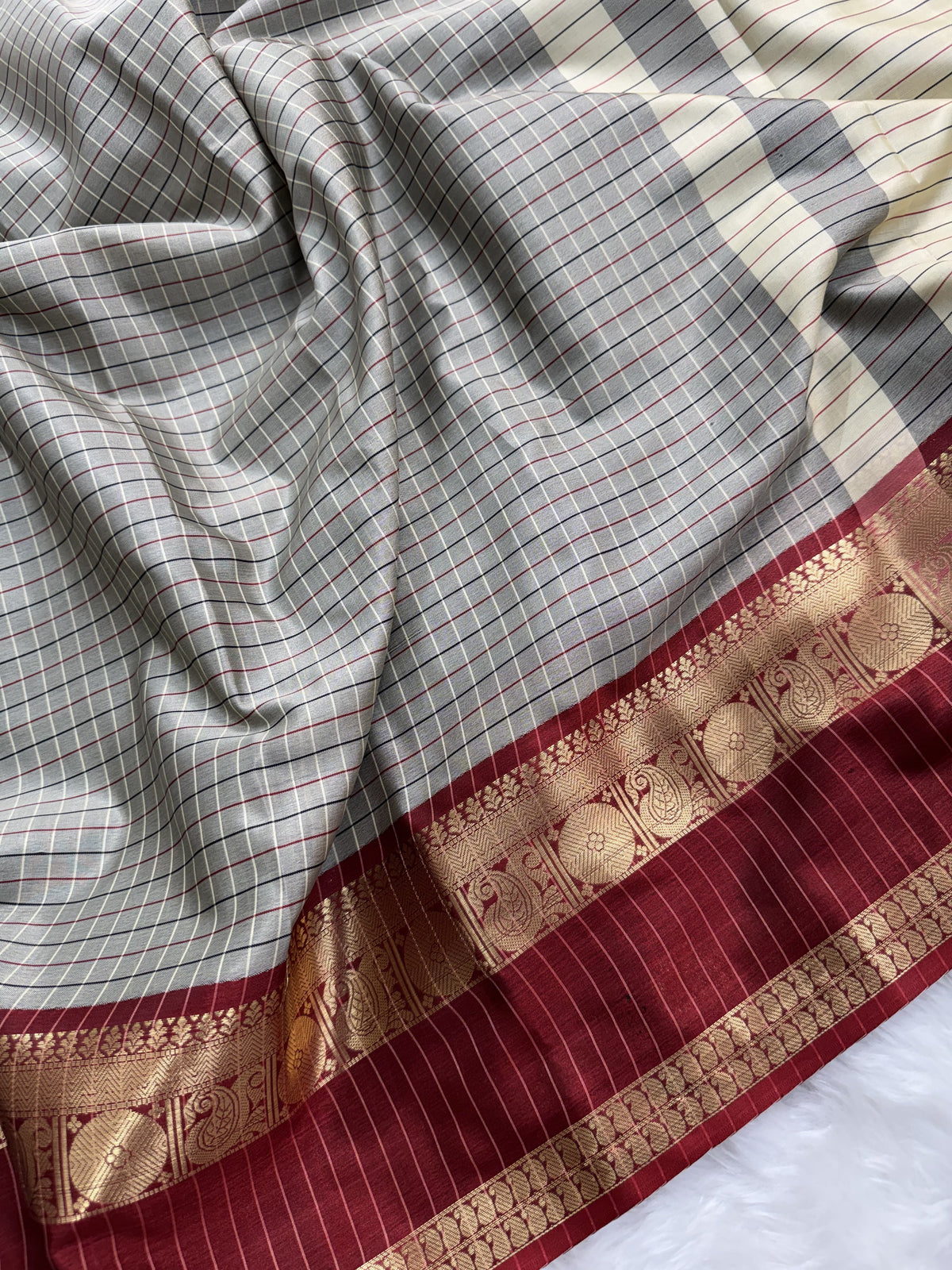 Classic Kattam Silk Saree with Zari Border