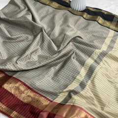 Classic Kattam Silk Saree with Zari Border