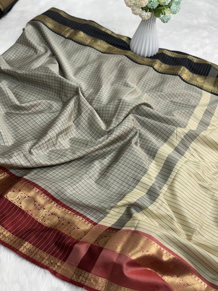 Classic Kattam Silk Saree with Zari Border
