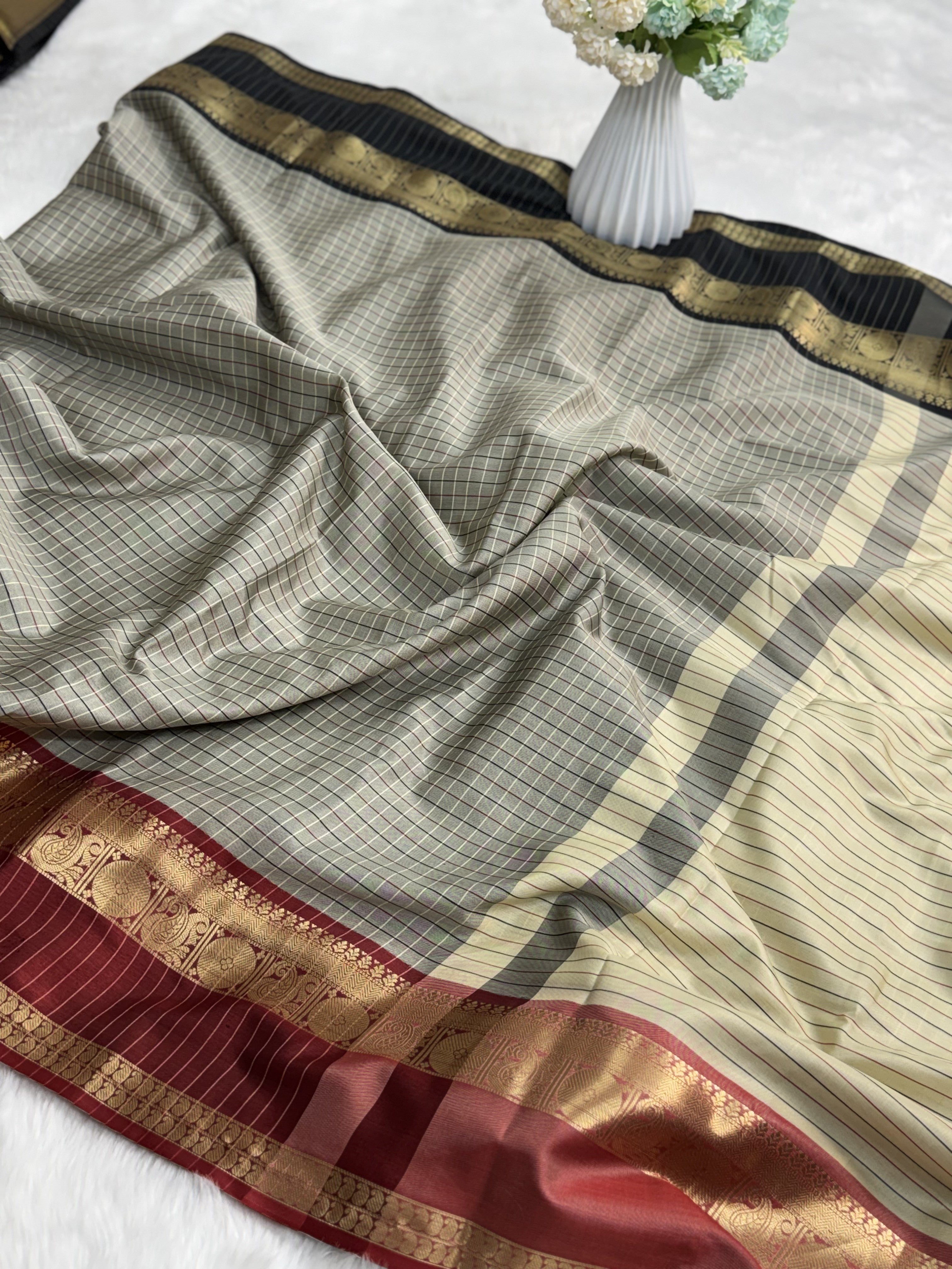 Classic Kattam Silk Saree with Zari Border
