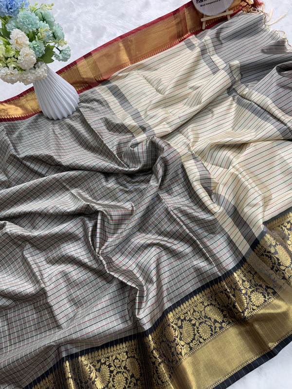 Elegant Kattam Silk Saree with Zari Contrast Border